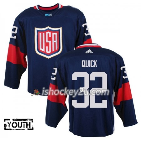 USA Team Trøje Jonathan Quick 32 2016 World Cup Børn Blå Premier